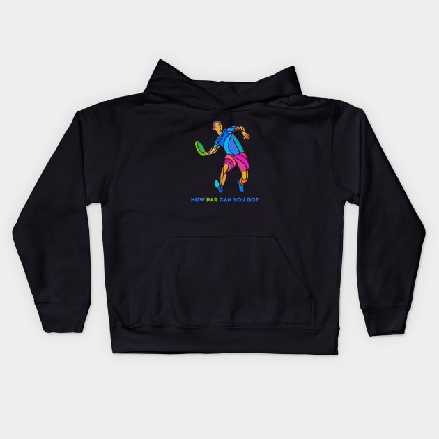 Fun disk golf illustration Kids Hoodie by Ieva Li ART